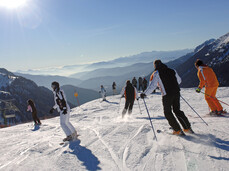 Skigebiet Val di Fiemme, Pampeago, Skifahren in den Dolomiten