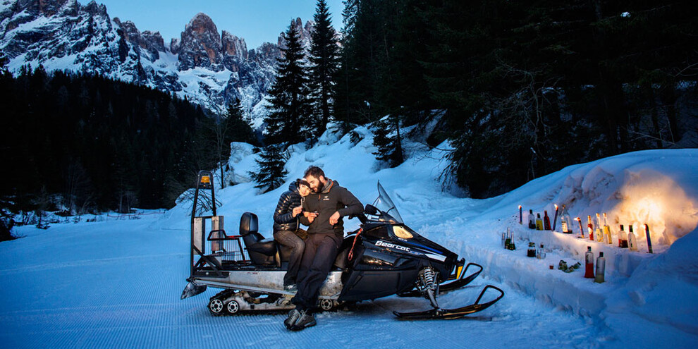 Aperitif on a snowmobile, Pale di San Martino