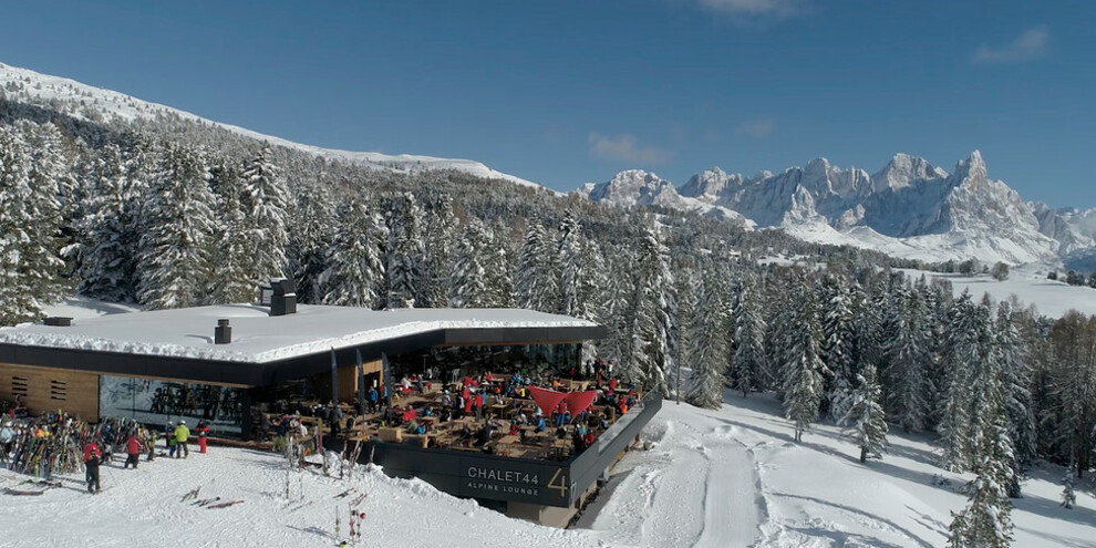 De Chalet 44 Alpine Lounge: uitzicht op de Lagorai en de Pale di San Martino