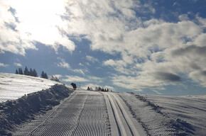 A piedi in inverno sui prati di Passo Fresna a Rumo, Val di Non Trentino | © APT Val di Non Soc. Coop.