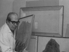 Carlo Andreani nello studio (foto Giorgio Rossi, 1968)