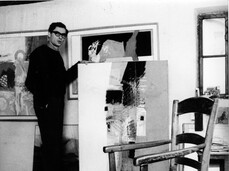 Luigi Senesi nello studio (foto Giorgio Rossi, 1968)
