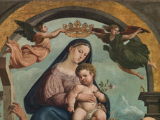 M.Fogolino, Madonna in trono con Bambino, tra i Ss Andrea e Pietro, Chiesa Parrocchiale SS Pietro e Andrea, Povo