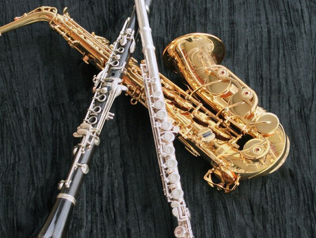 Nell'immagine si vedono due clarinetti e un sax
