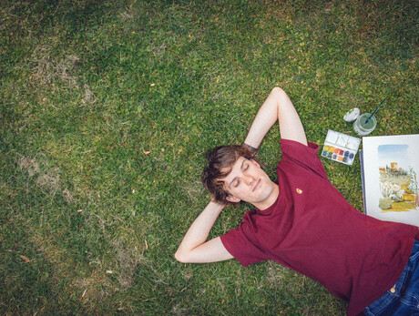 Watercolours among the olive trees