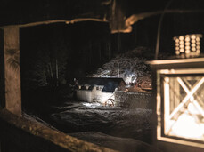 Moonlit snowshoe hike at the Mein Saw Mill