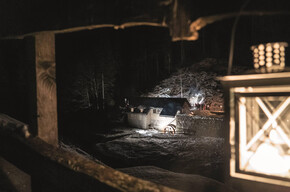 Moonlit snowshoe hike at the Mein Saw Mill