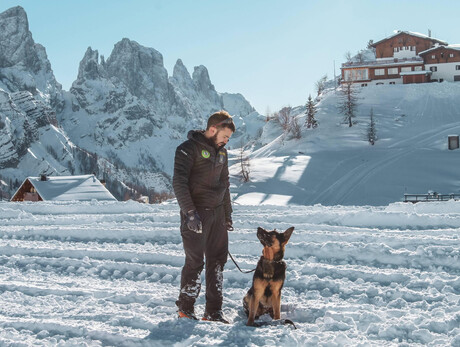 Sulla neve con i cani da valanga