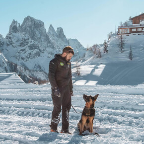 Sulla neve con i cani da valanga