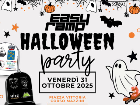 Locandina grafica di presentazione della festa di halloween a Mezzolombardo. Organizzata dall'associazione easy ramp