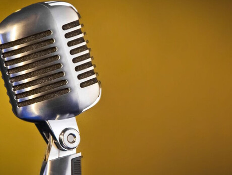 Nell'immagine si vede il primo piano di un microfono