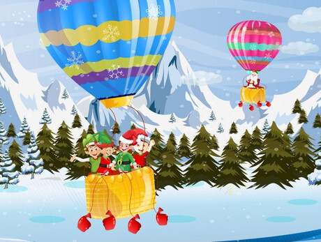 Die Geschichte von den Elfen des Weihnachtsmanns und ihrem Heißluftballon