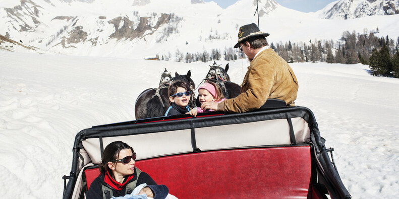Val di Fassa - San Pellegrino Pass - Family on the sled