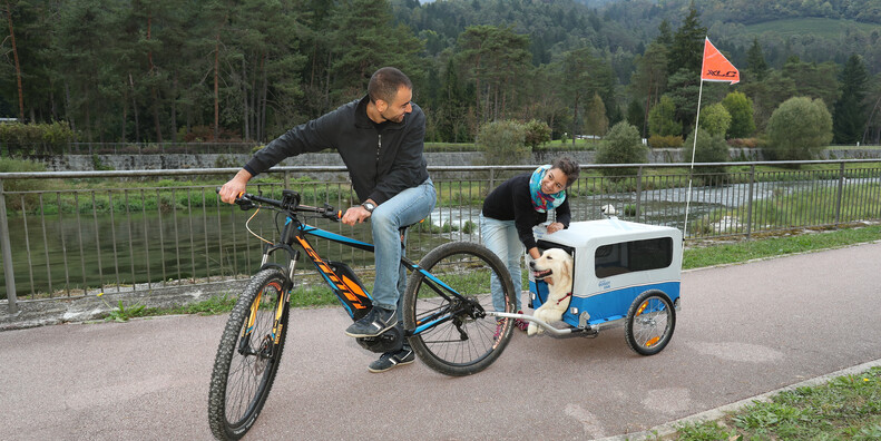 Comano - Coppia in bici con cane