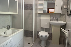 bagno con doccia e finestra