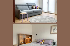Sofa bed with 160x195cm and 17cm high mattress