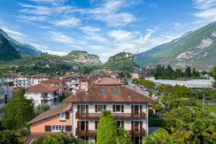 Veduta aerea con il castello sullo sfondo