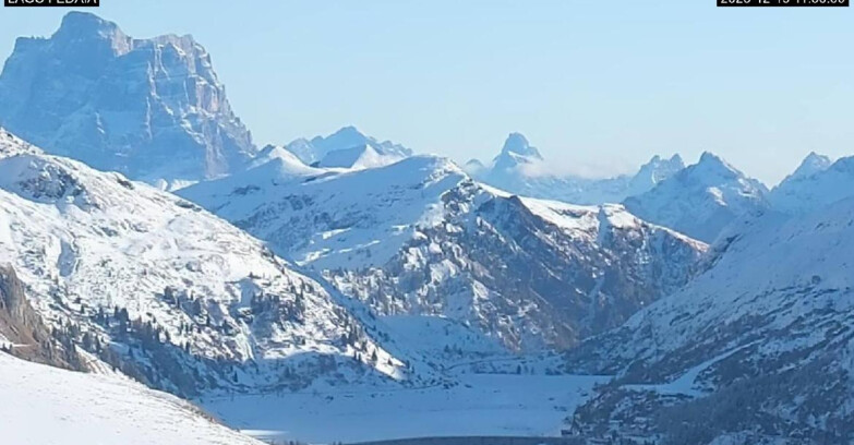 Webcam Canazei Belvedere - Lago e Passo Fedaia