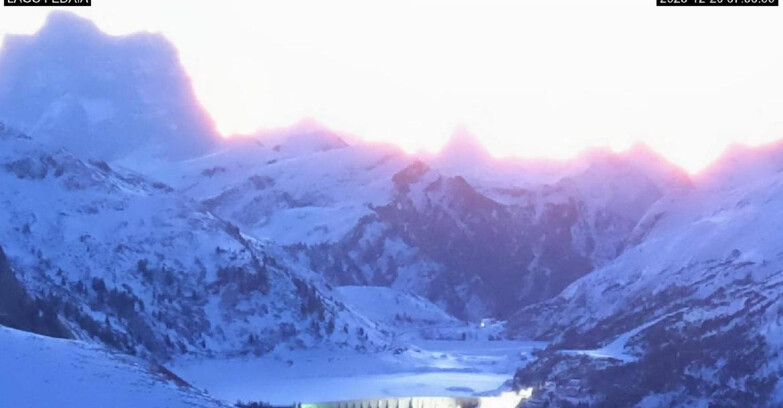 Webcam Canazei Belvedere - Lago e Passo Fedaia