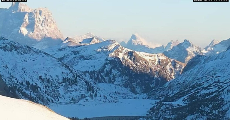 Webcam Canazei Belvedere - Lago e Passo Fedaia