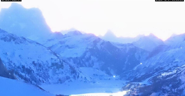 Webcam Canazei Belvedere - Lago e Passo Fedaia